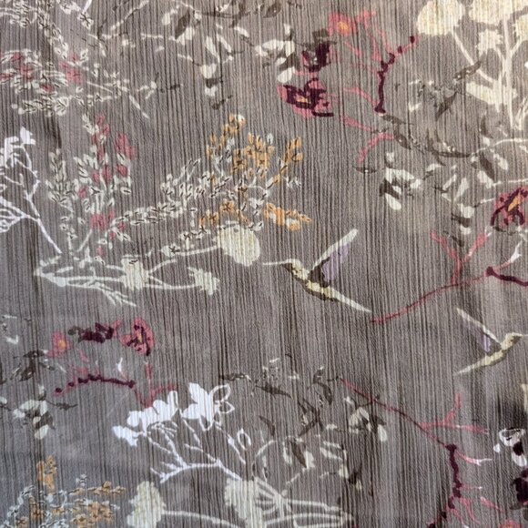 WOMEN'S SHIRT 4 Creation Blouse Floral Gray Pattern Hummingbird Flowy Sleeves - Picture 6 of 7